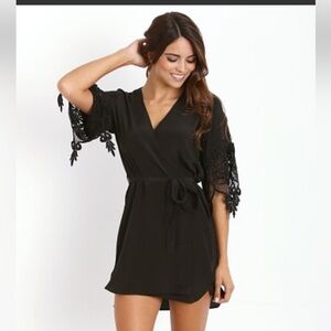 Stone Cold Fox Silk Lace robe in black